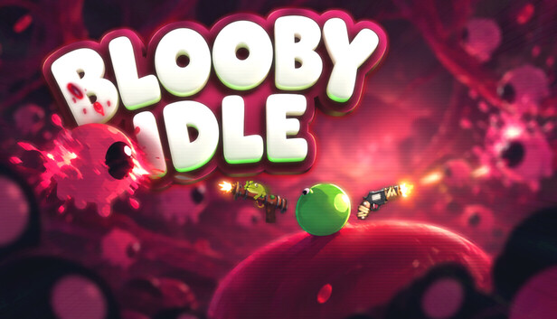Blooby Idle — a green blob with guns faces a pink enemy